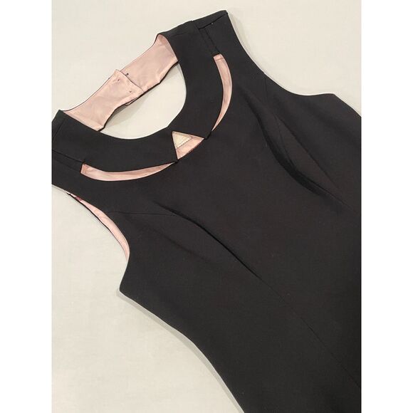 ~ Anthropologie 00 Cocktail Mini Dress Black Cutout Collar Lined Sleeveless XS - Picture 2 of 15